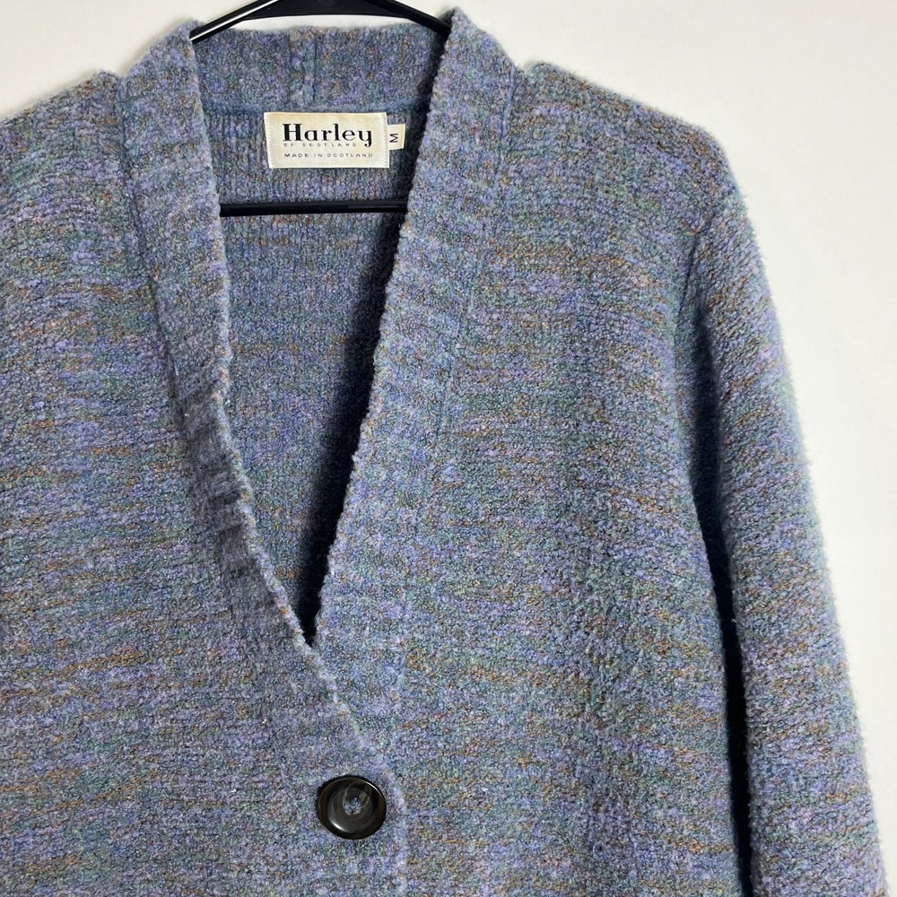 Harley of Scotland Shetland Wool Cardigan M Multicolor House Coat Duster Sweater